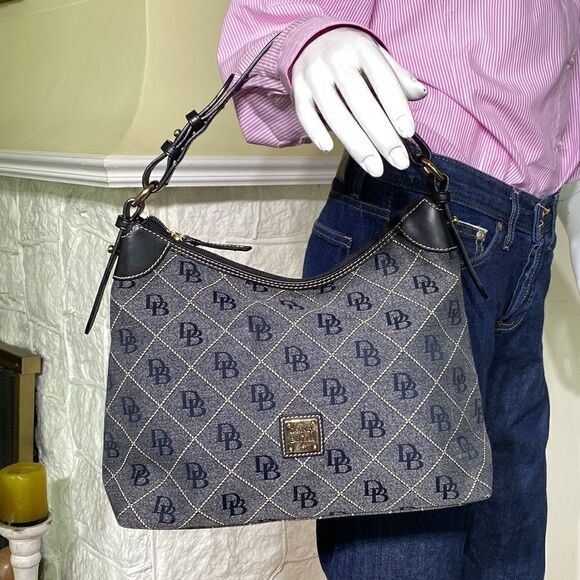Dooney & Bourke Monogram Canvas & Leather Hobo Bag - Picture 3 of 13